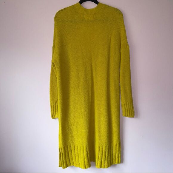 Anthropologie Size S Alpaca Cardigan Sweater Longline Duster Yellow Open Front - Picture 6 of 8